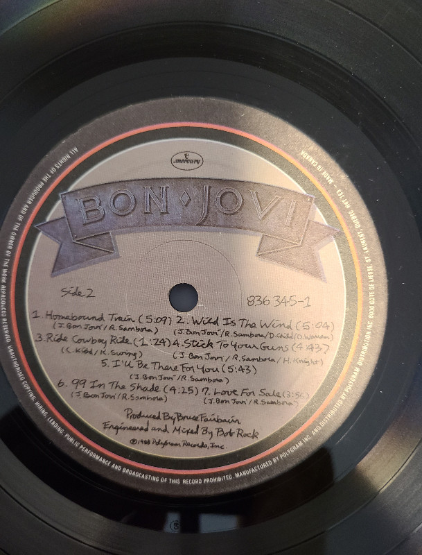 Album de Bon Jovi  New Jersey 1988, Vinyl 15$ dans CD, DVD et Blu-ray  à Saint-Hyacinthe - Image 4