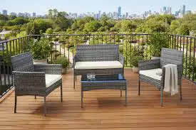 BNIB grey rattan 4-Piece Small Patio Sofa Set, for Balcony, Deck, View more