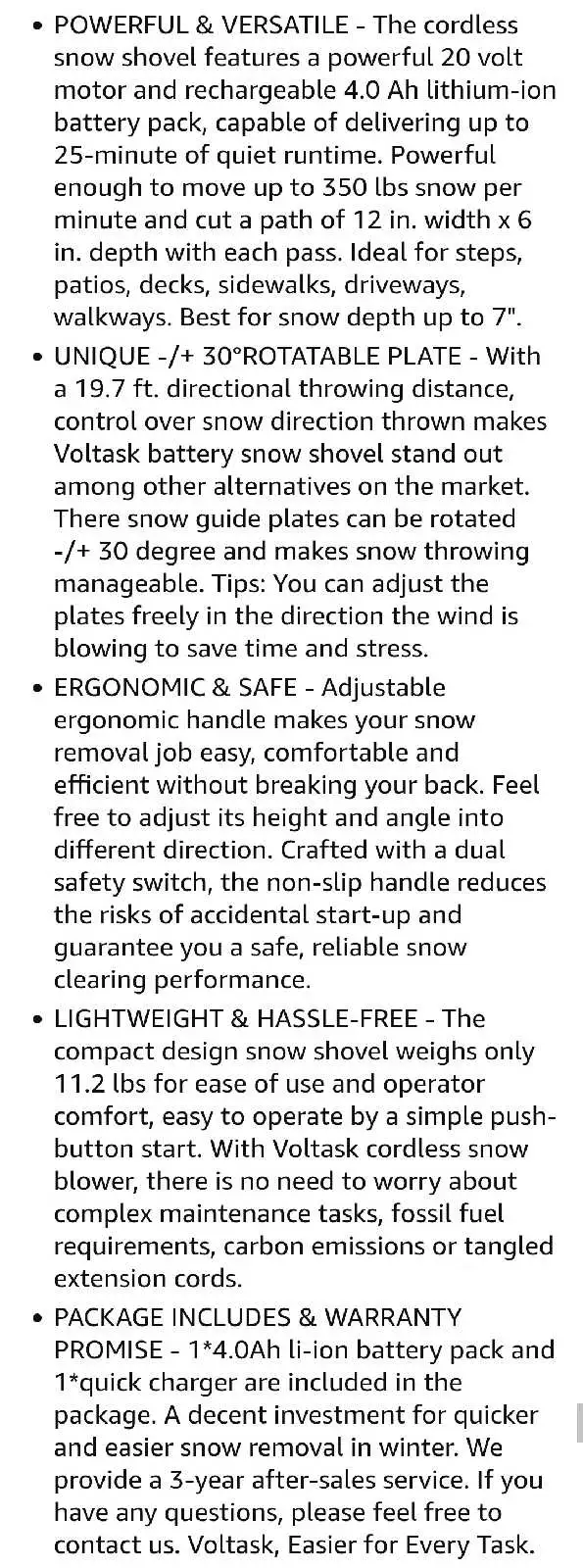 Voltask Snow Shovel in Snowblowers in City of Toronto - Image 9