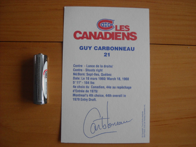 Carte de hockey grand format de Guy Carbonneau (rare) dans Art et objets de collection  à Saguenay - Image 2