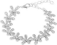 Florence Scovel Silver Plated Crystal Daisy 6.5+1.5" Bracelet