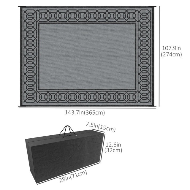 Portable Outdoor Rug with Carrying Bag, 9' x 12' Reversible Mat in Outdoor Décor in Markham / York Region - Image 3