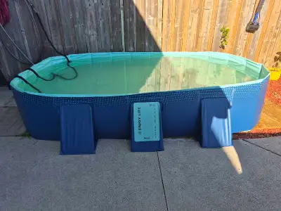 4 x8 pet swimming pool folds away i bought it for my dogs but guess they dont like to swim and I don...