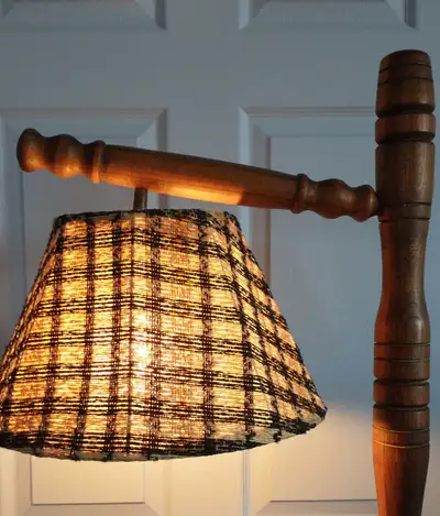 Vintage 70s floor lamp magazine rack, View more