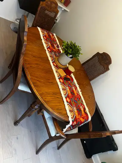 Vintage Solid Wood Extendable Dining Table 6 Set, View more