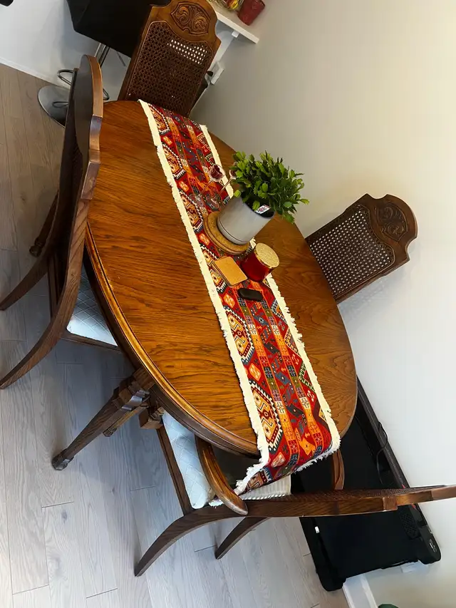 Vintage Solid Wood Extendable Dining Table 6 Set64840238950275120