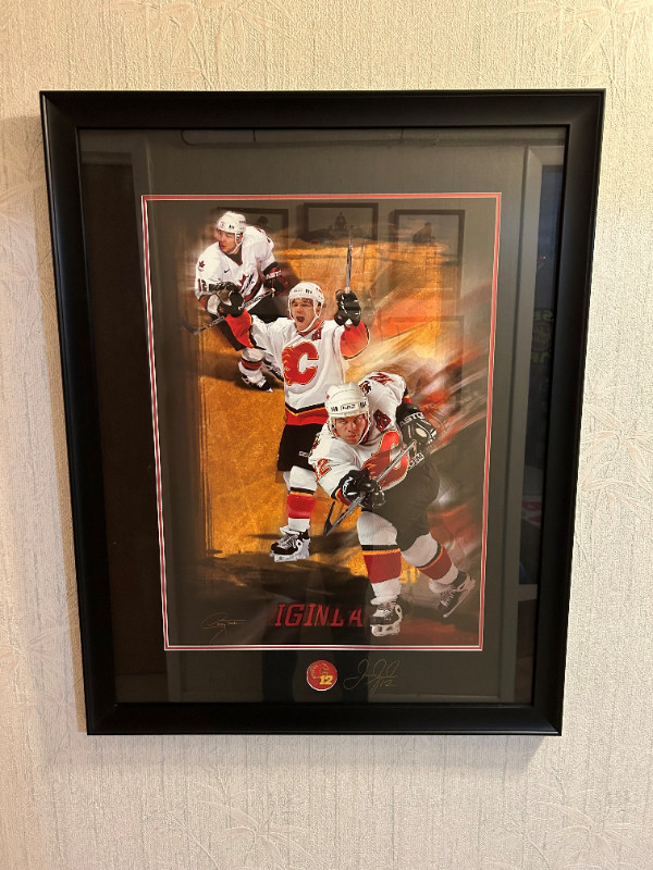 Calgary Flames Memorabilia - Framed Signed Jarome Iginla Poster in Arts & Collectibles in Calgary