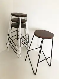 4 Stackable Solid Wood Top Counter-Stools (27.5 " tall)