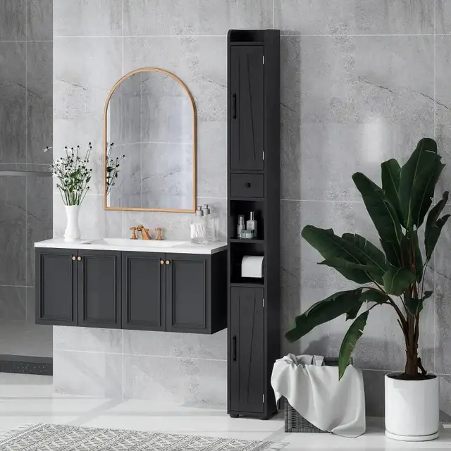 72" tall Narrow Bathroom Cabinet, Tall Bathroom Storage Cabinet  in Bookcases & Shelving Units in Markham / York Region - Image 8