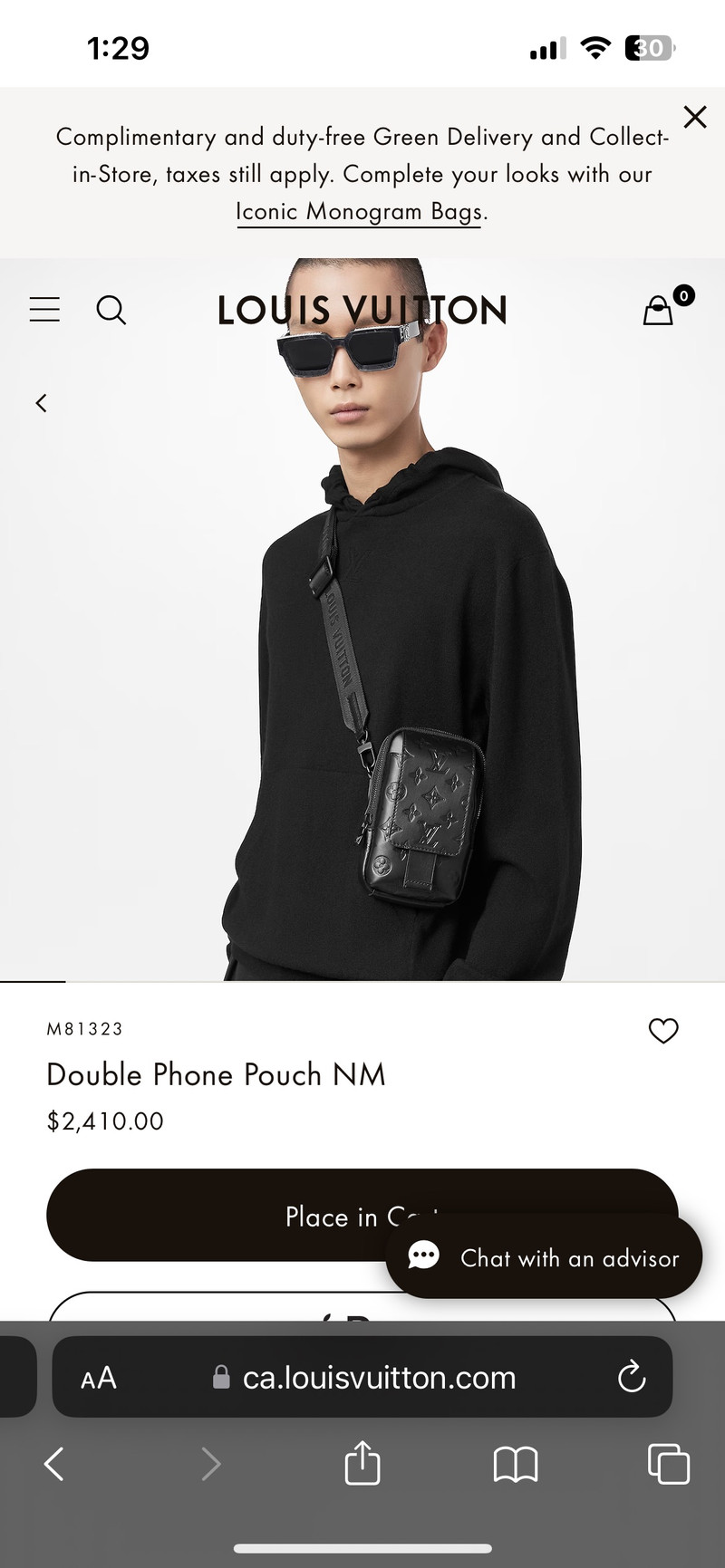 Louis Vuitton double phone pouch, Men's, Calgary
