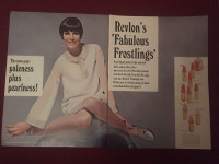 1966 Revlon Frostling’s for Lips/Nails Double Page Original Ad