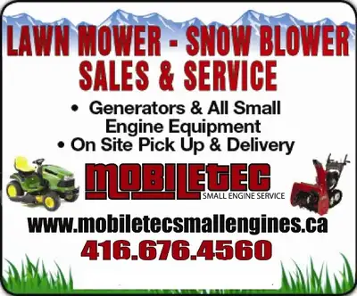 MOBILETEC SNOWBLOWER REPAIR TORONTO GTA VAUGHAN ☎️ 416-676-4560, View more