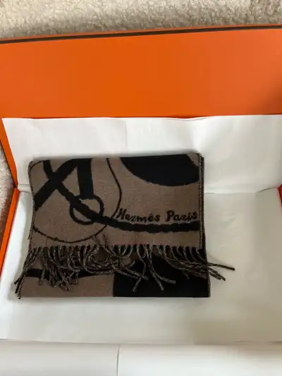 Brand New Hermes cashmere muffler scarf , View more