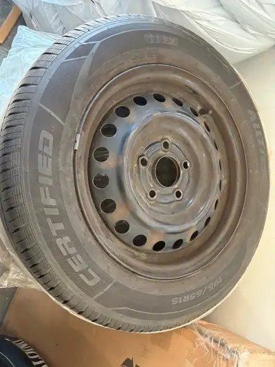 195/65R15. Set of 4 Certified AllTrek all season tires mounted on rims. Bolt pattern 5x114.3mm. Tire...