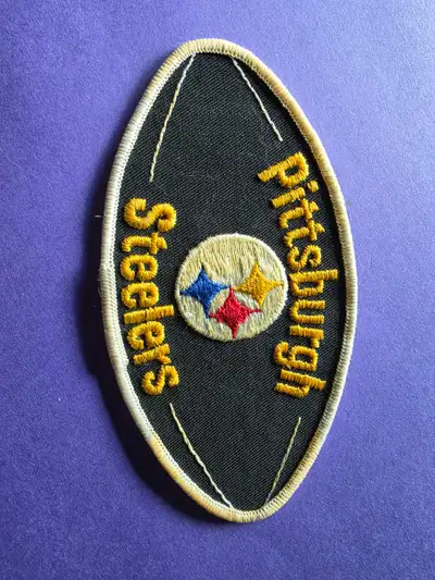 Vintage Pittsburgh Steelers Football Shaped Patch -Rare, View more