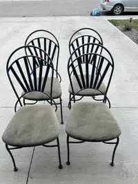 4 METAL AND SAGE GREEN CHAIRS