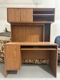 Computer desk with upper shelves 