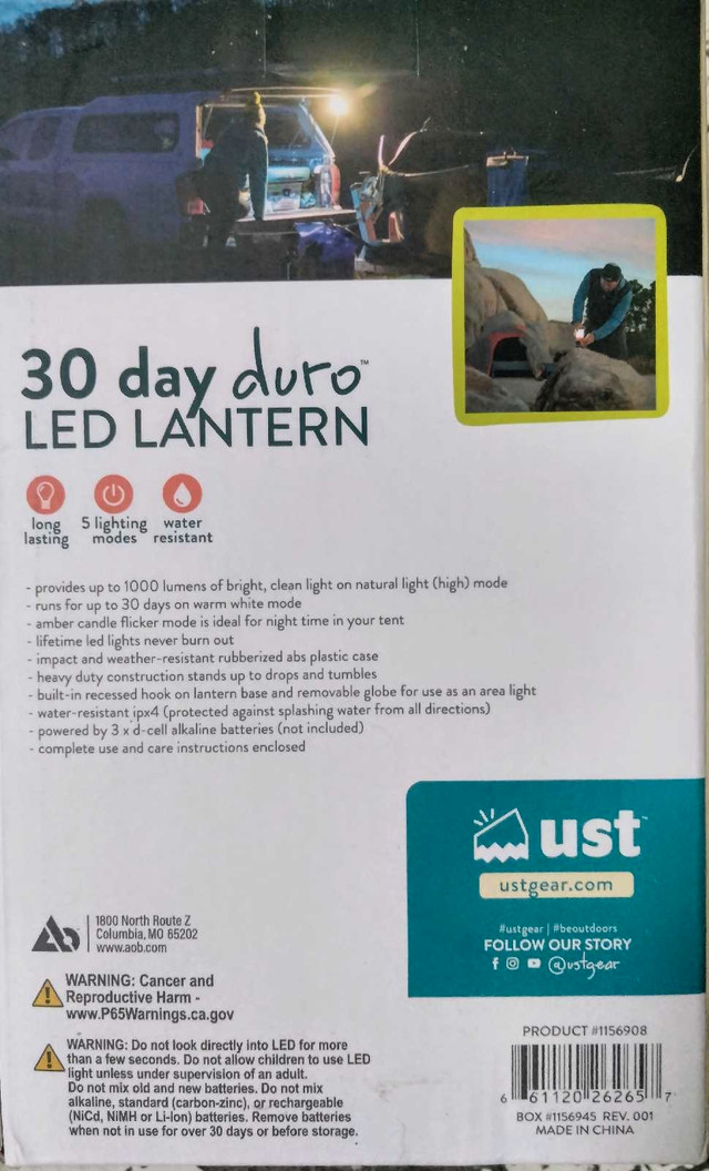 NEW 30 day LED lantern, battery powered, made by UST Gear in General Electronics in Yarmouth - Image 3