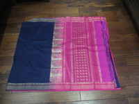 pink and navy sari