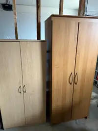 Wardrobe and cabinet with shelves. Like new. 