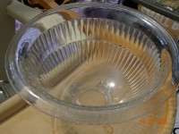 Dish clear  glass  serving , curled rim,  40s vintage