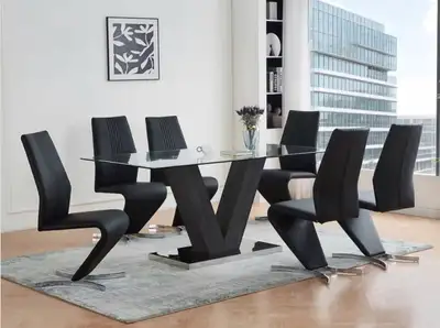 Modern Glass Dining Table and 6 Chairs, View more
