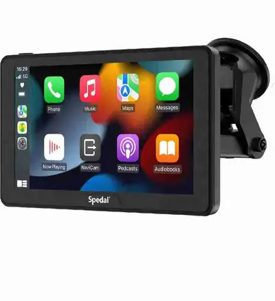 Newest Portable Car Stereo with Wireless CarPlay and Android Auto, Spedal CarPlay Dash Mount Car Scr...
