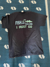 Fishing tshirts and rod holder $5 each tshirts size meduim