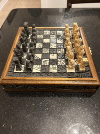 Vintage Mayan vs Conquistador Wooden and Stone chess set