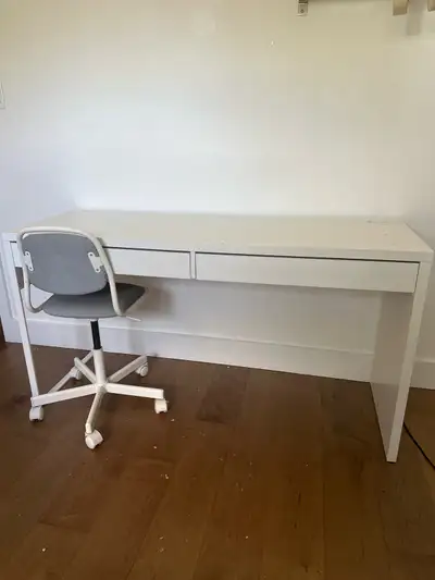 IKEA desk (MICKE) + chair (ORFJALL) grey, View more