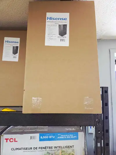 Je vends un déshumidificateur Hisense neuf dans sa boîte, parfait pour maintenir un taux d'humidité...