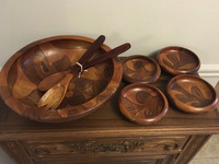 Rare Vintage MONKEY POD 7 PIECE Wooden Bowl Set Wonderful