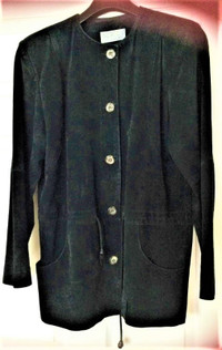 AS NEW BLACK TOP, JACKET, BLAZER, COAT 100 % LEATHER ( SUEDE )