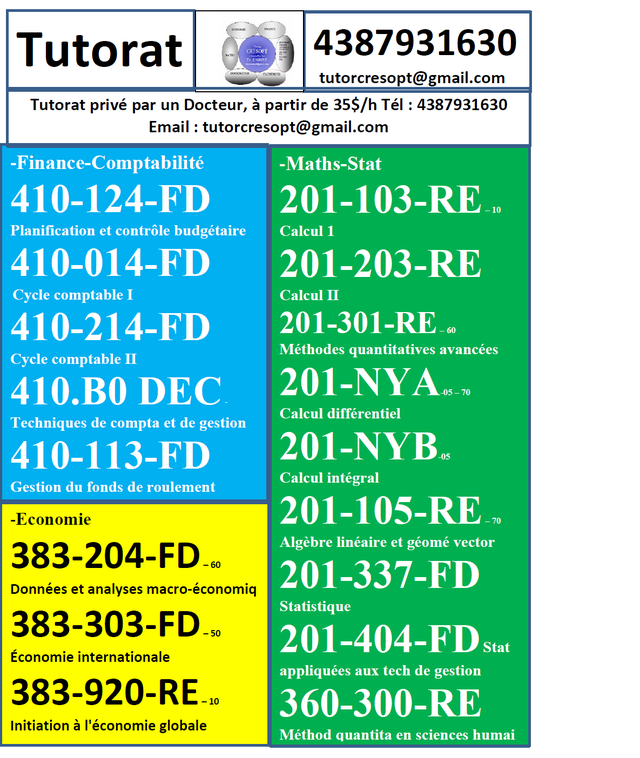 Private Tutoring in Economics, Finance, and Statistics Starting at $35 per Hour.