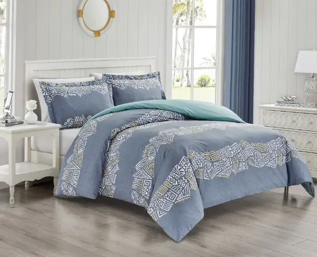 100% washed cotton duvet cover set 3 pieces Queen size in Bedding in Markham / York Region - Image 3