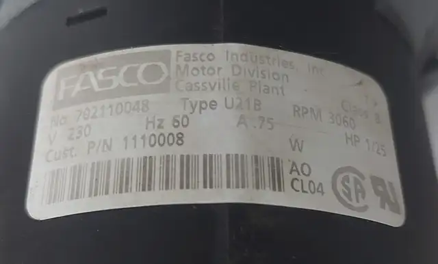 FASCO Draft Inducer Motor – Model 702110048 - M 123 in Heating, Cooling & Air in City of Toronto - Image 5