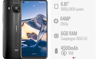 6.8'' Nokia 8V 5G 64GB Unlocked Smartphone (Like new), View more