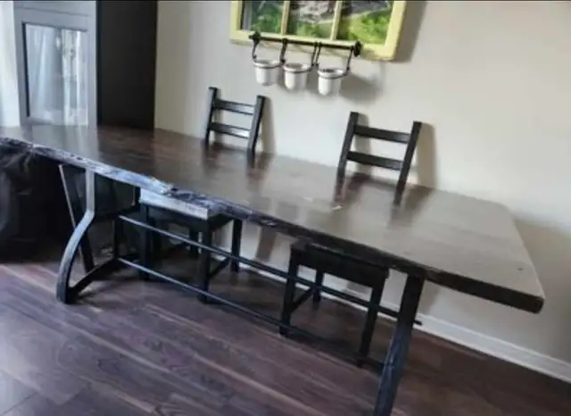 Live-Edge Acacia Wood Dining Table with Solid Iron Base in Dining Tables & Sets in Ottawa - Image 2