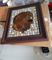 Stained glass dog picture