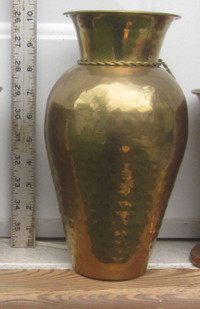 Vintage MCM Brass Vase Rope Design / Flower Plant Pot /Container