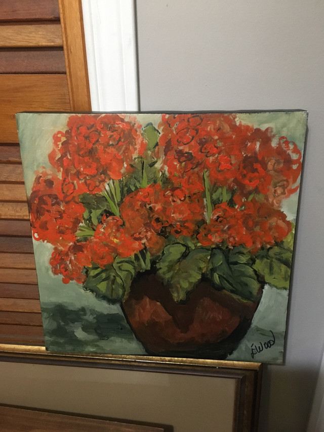 Original oil painting red flowers in Arts & Collectibles in Ottawa - Image 2