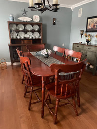  7 Piece Dining Table, Buffet, and Hutch