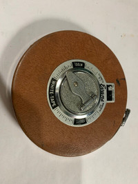 Vintage EVANS 100 Ft White Tape Steel Tape Measure Leather Bound