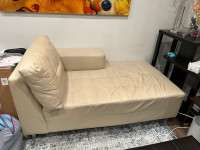 Cream leather chaise lounge