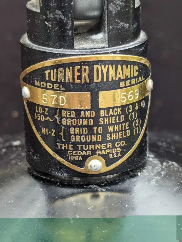 Vintage Turner 57D Microphone 1950's in Pro Audio & Recording Equipment in St. Catharines - Image 5
