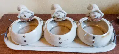Whimsical winter 5 inch candy dishes with tray, View more