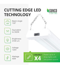 Sunoco Lighting 2 Pack LED Utility Shop Light, M,4 FT, Linkable 