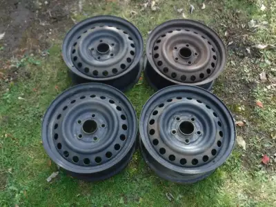 Set of 15" steel rims. They have 5 x 114.3 mm bolt pattern. Great for putting winter tires on. They...