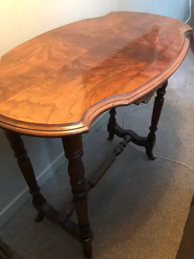 Beautiful hall or occasional table Crosscut on top to show woodgrain 30 inches tall 19 inches wide 3...