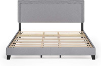 Furinno Laval Double Row Nail Head 12PC Slat Style Bed Frame, Ki